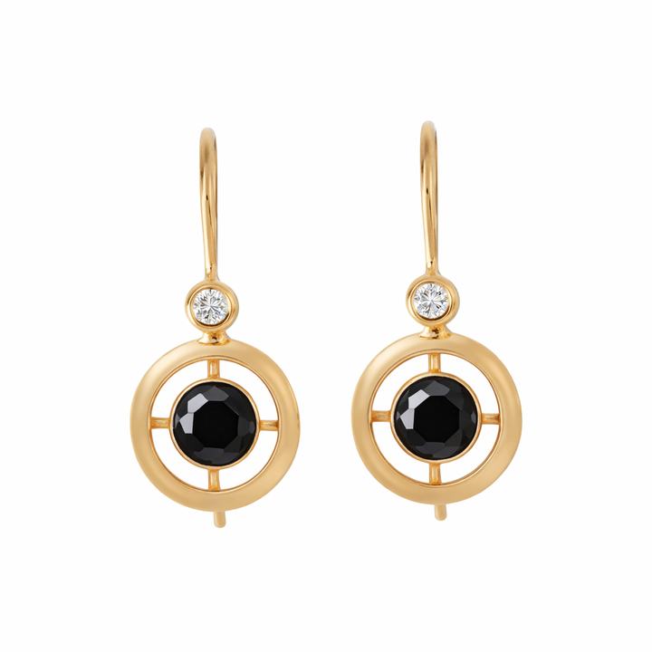 Luna Orbit Onyx Earrings Vermeil