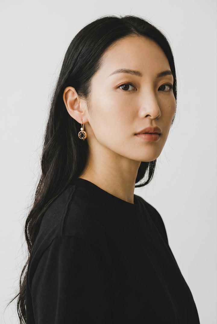 Luna Orbit Onyx Earrings Vermeil