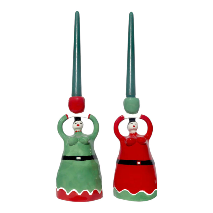 Santa Green Candleholder