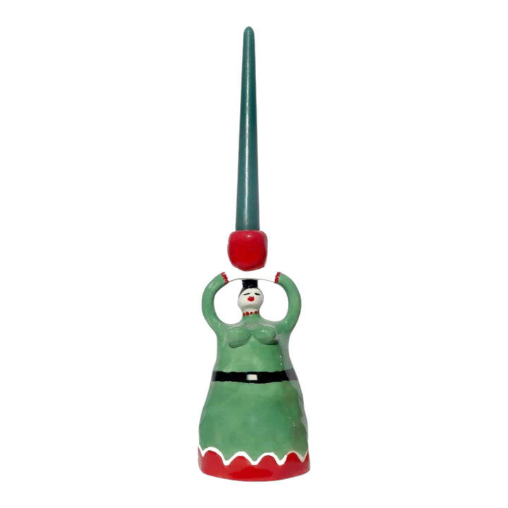 Santa Green Candleholder