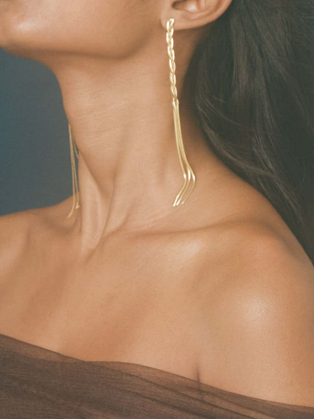 Liquid Braid Fringe Earrings YG