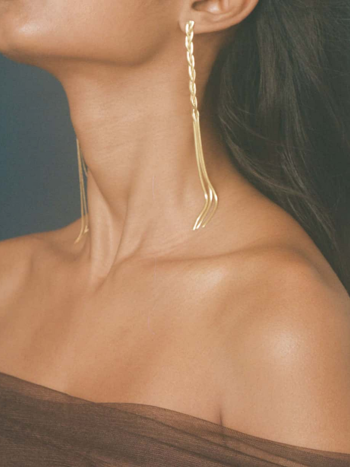 Liquid Braid Fringe Earrings YG