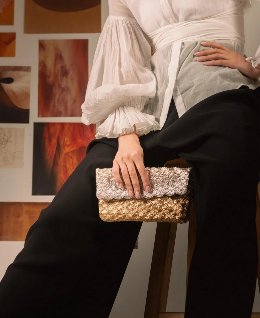 Kaia Clutch Gold and Silver