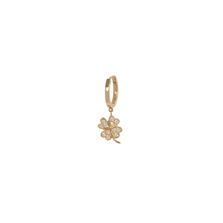 Gold Hoop & Diamond Clover