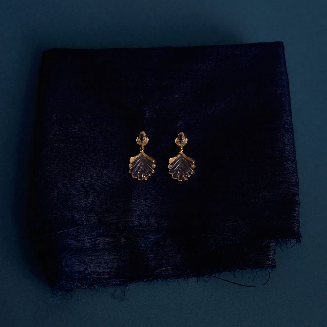 Tulsi Droplet Crystal Quartz Earrings