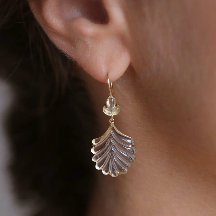 Tulsi Drop Crystal Quartz Earrings