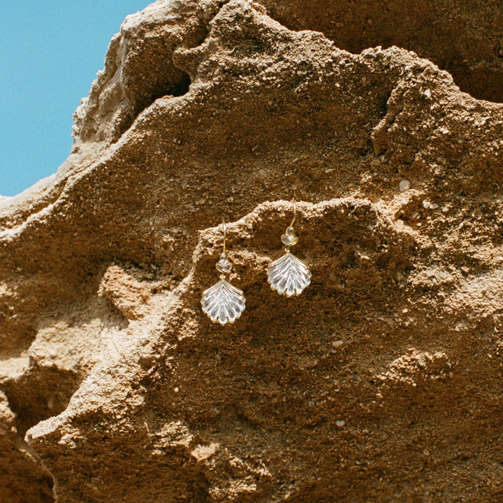 Tulsi Drop Crystal Quartz Earrings