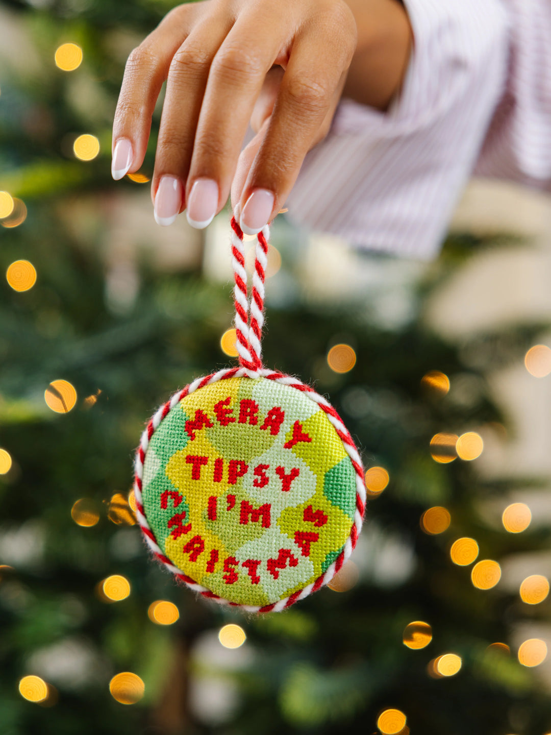 Needlepoint Ornament - Merry Tipsy