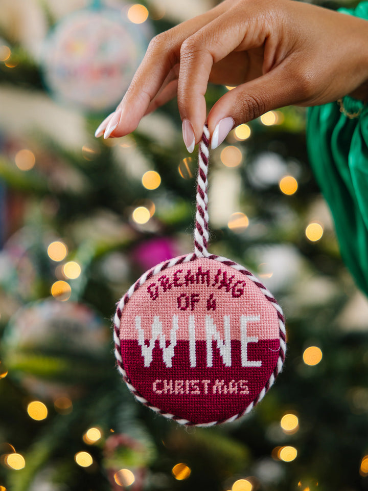 Needlepoint Ornament - Wine Christmas