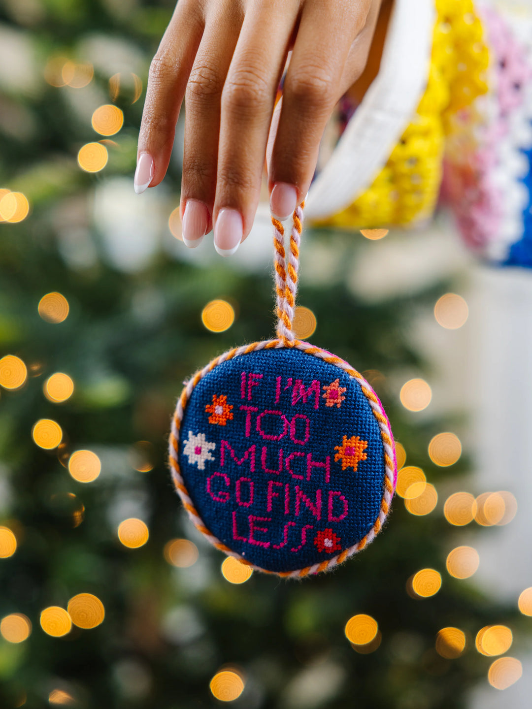 Needlepoint Ornament - Go Find Less