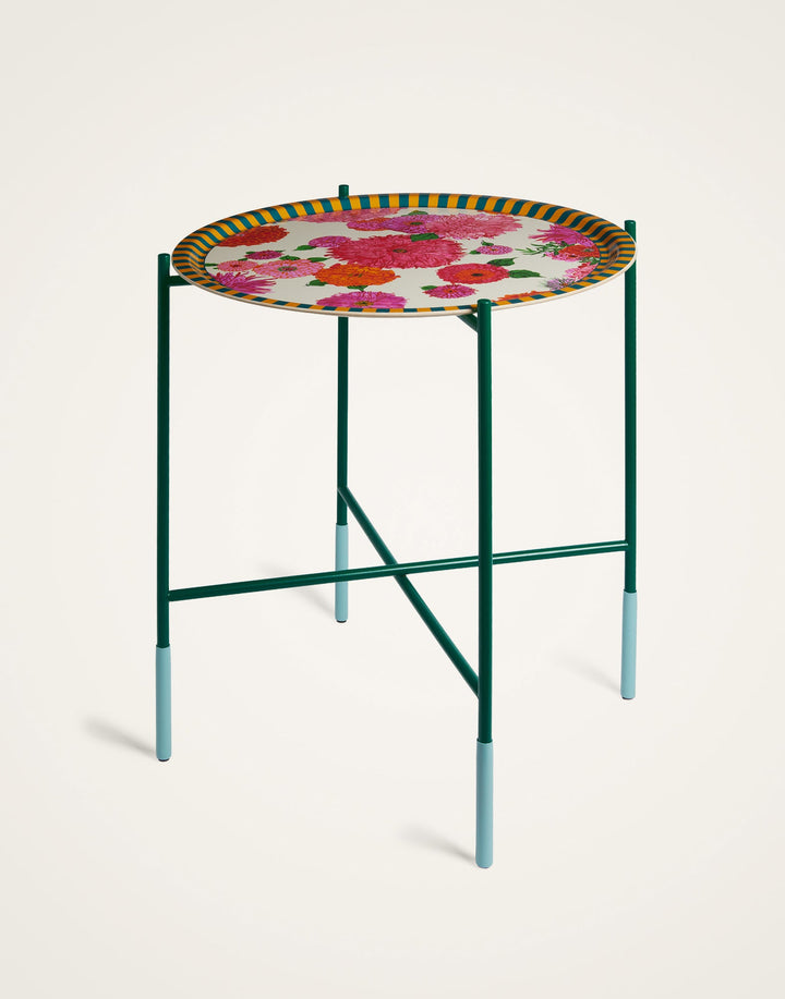Large Round Printed Tray Bright Blooms