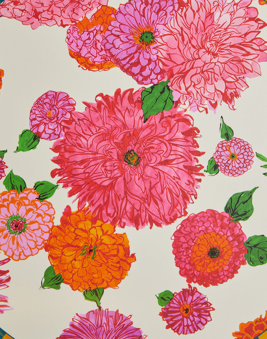 Large Round Printed Tray Bright Blooms