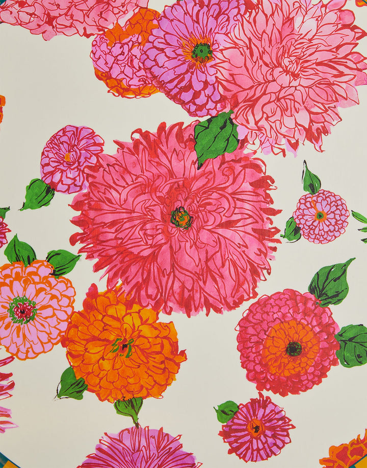 Large Round Printed Tray Bright Blooms