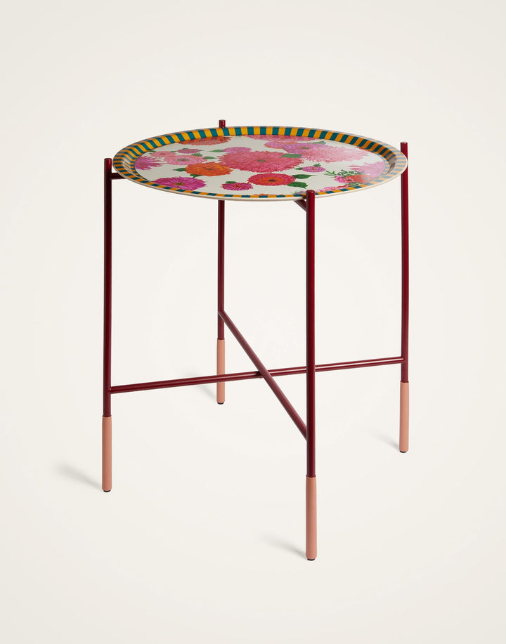 Large Round Printed Tray Bright Blooms