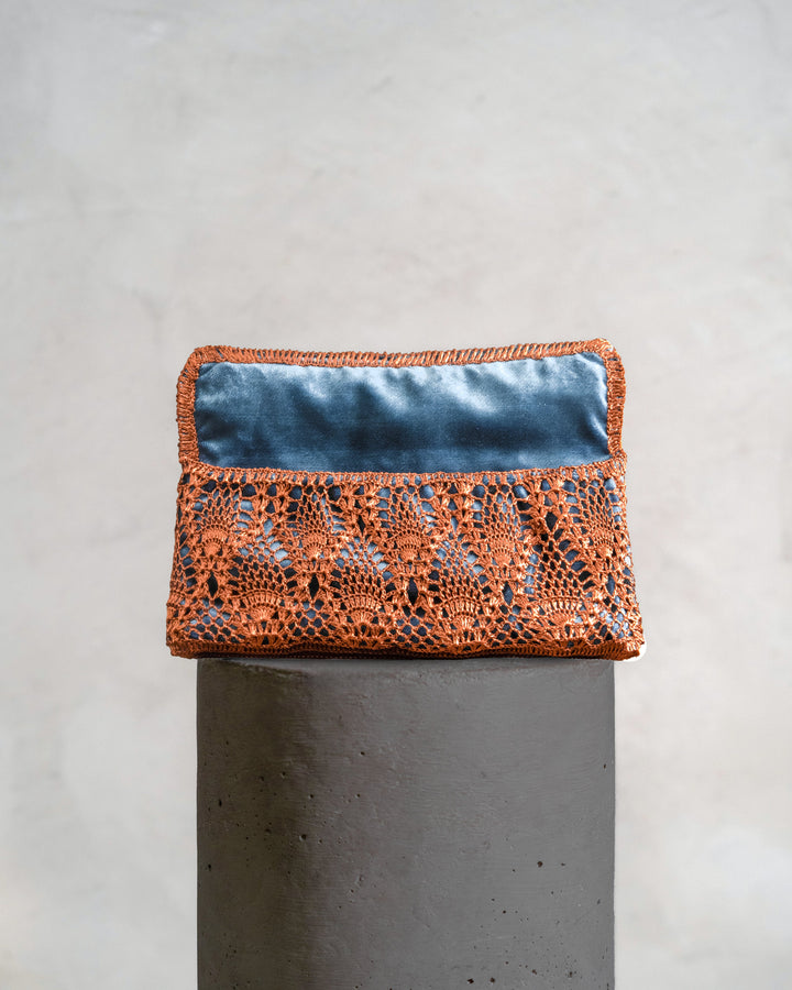 Pineapple Clutch Copper & Blue Lining