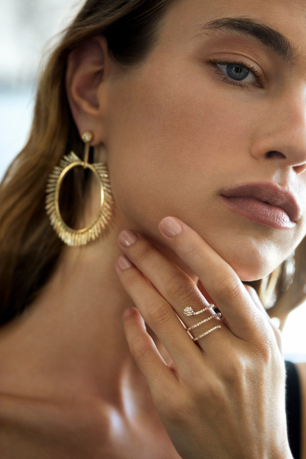 Grass Seed Champagne Diamond Spiral Ring