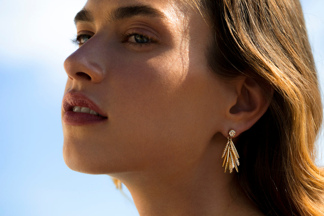 Grass Small Diamond Bunch Earrings