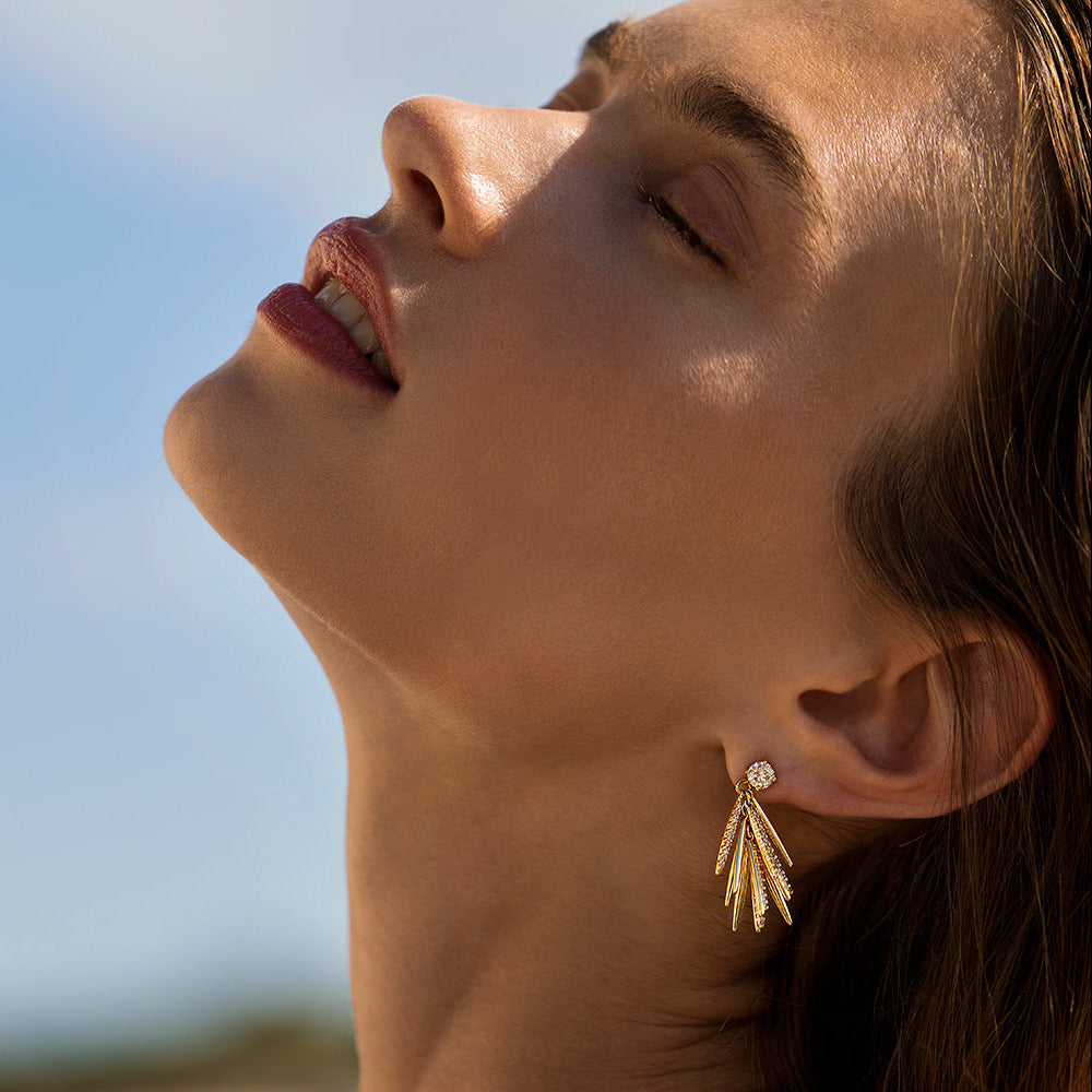 Grass Small Diamond Bunch Earrings