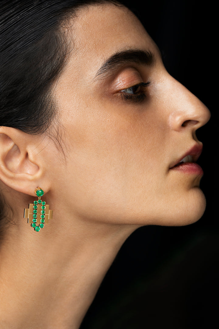 Emerald Flow Bridge Earrings