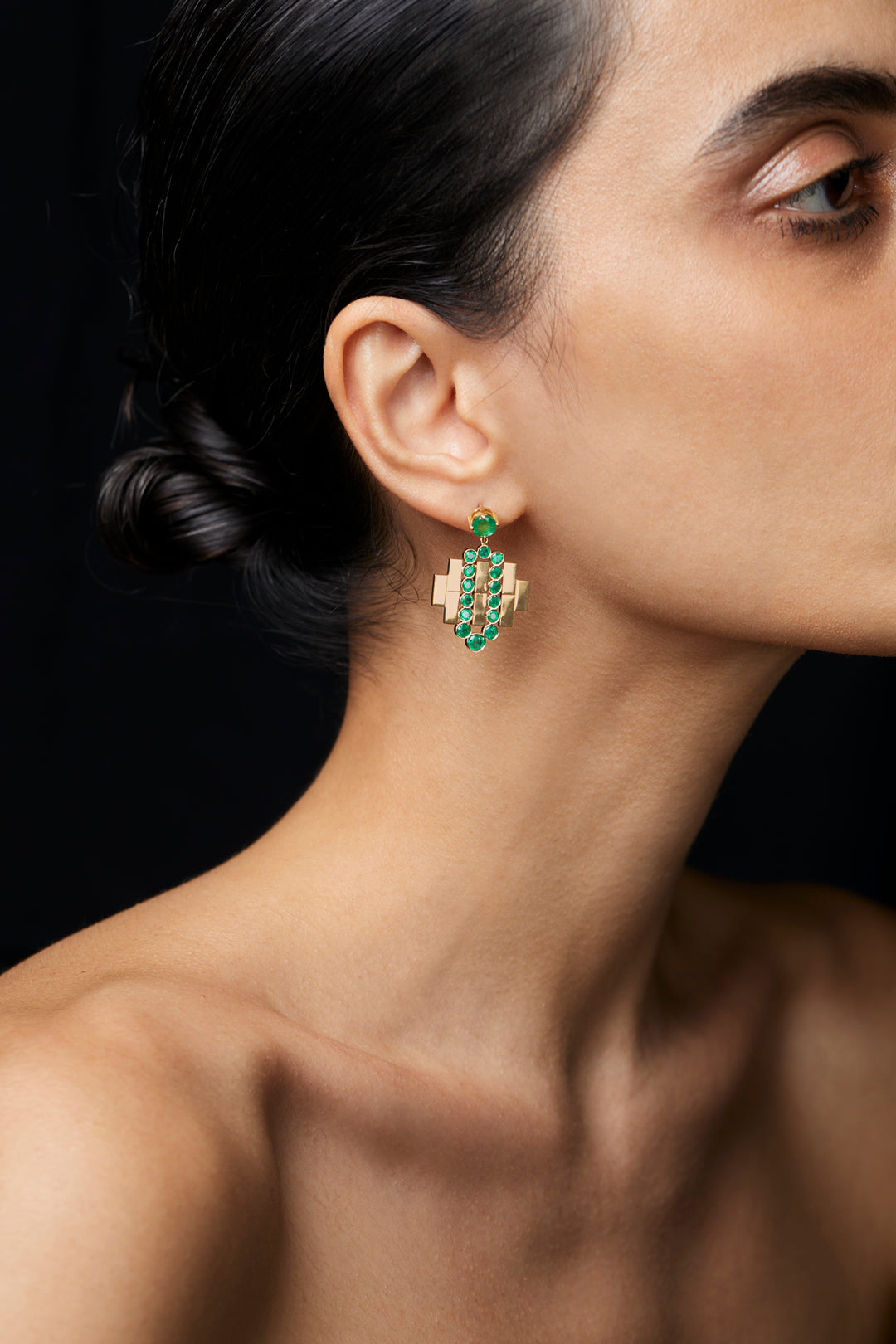 Emerald Flow Bridge Earrings
