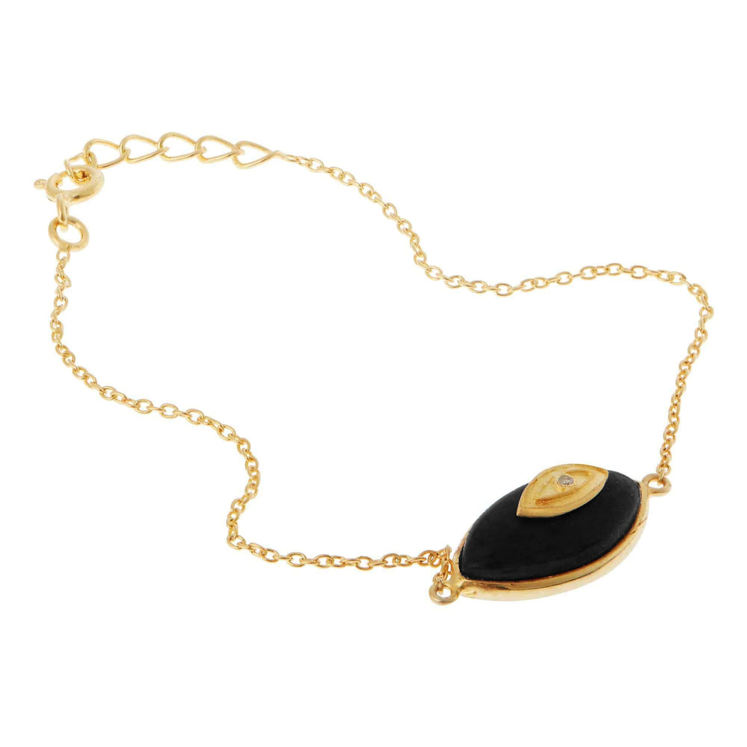 All Seeing Black Onyx Oval Eye Bracelet - Eye M Symbols - Ileana Makri