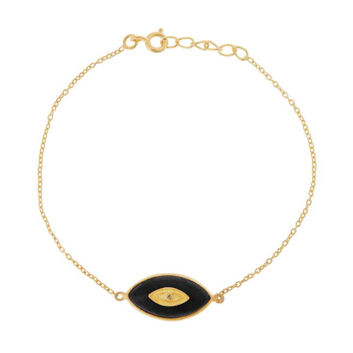 All Seeing Black Onyx Oval Eye Bracelet - Eye M Symbols - Ileana Makri