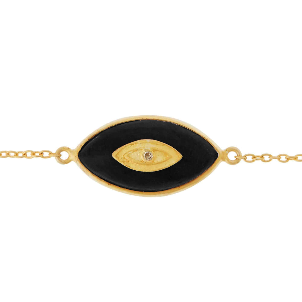 All Seeing Black Onyx Oval Eye Bracelet - Eye M Symbols - Ileana Makri