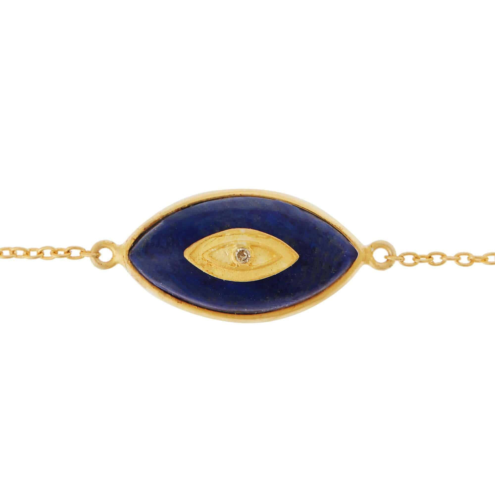 All Seeing Blue Oval Eye Bracelet - Eye M Symbols - Ileana Makri store