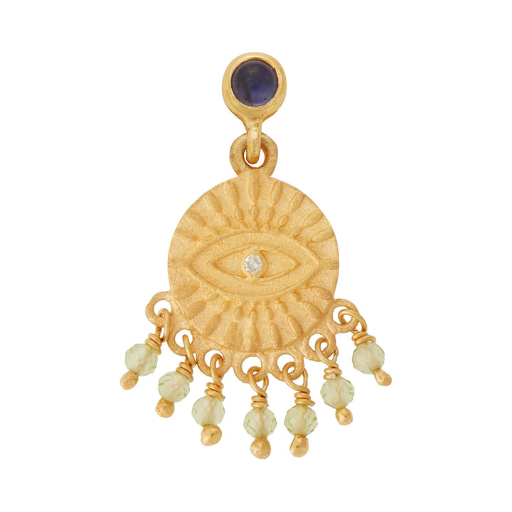 All Seeing Eye Tear Earrings with Peridot & Iolite - Eye M Symbols - Ileana Makri