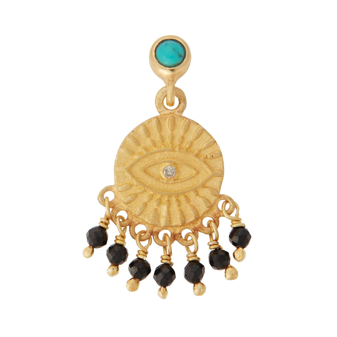 All Seeing Eye Tear Earrings with Turquoise & Black Spinel - Eye M Symbols - Ileana Makri store