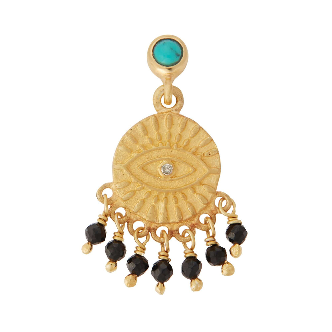 All Seeing Eye Tear Earrings with Turquoise & Black Spinel - Eye M Symbols - Ileana Makri