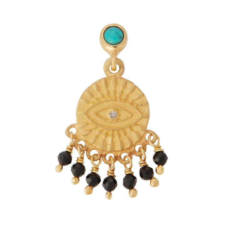 All Seeing Eye Tear Earrings with Turquoise & Black Spinel - Eye M Symbols - Ileana Makri
