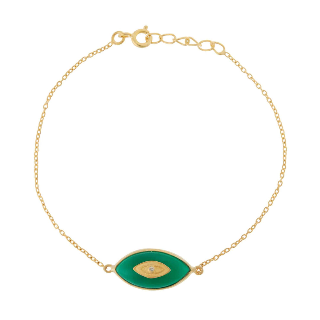 All Seeing Green Onyx Oval Eye Bracelet - Eye M Symbols - Ileana Makri