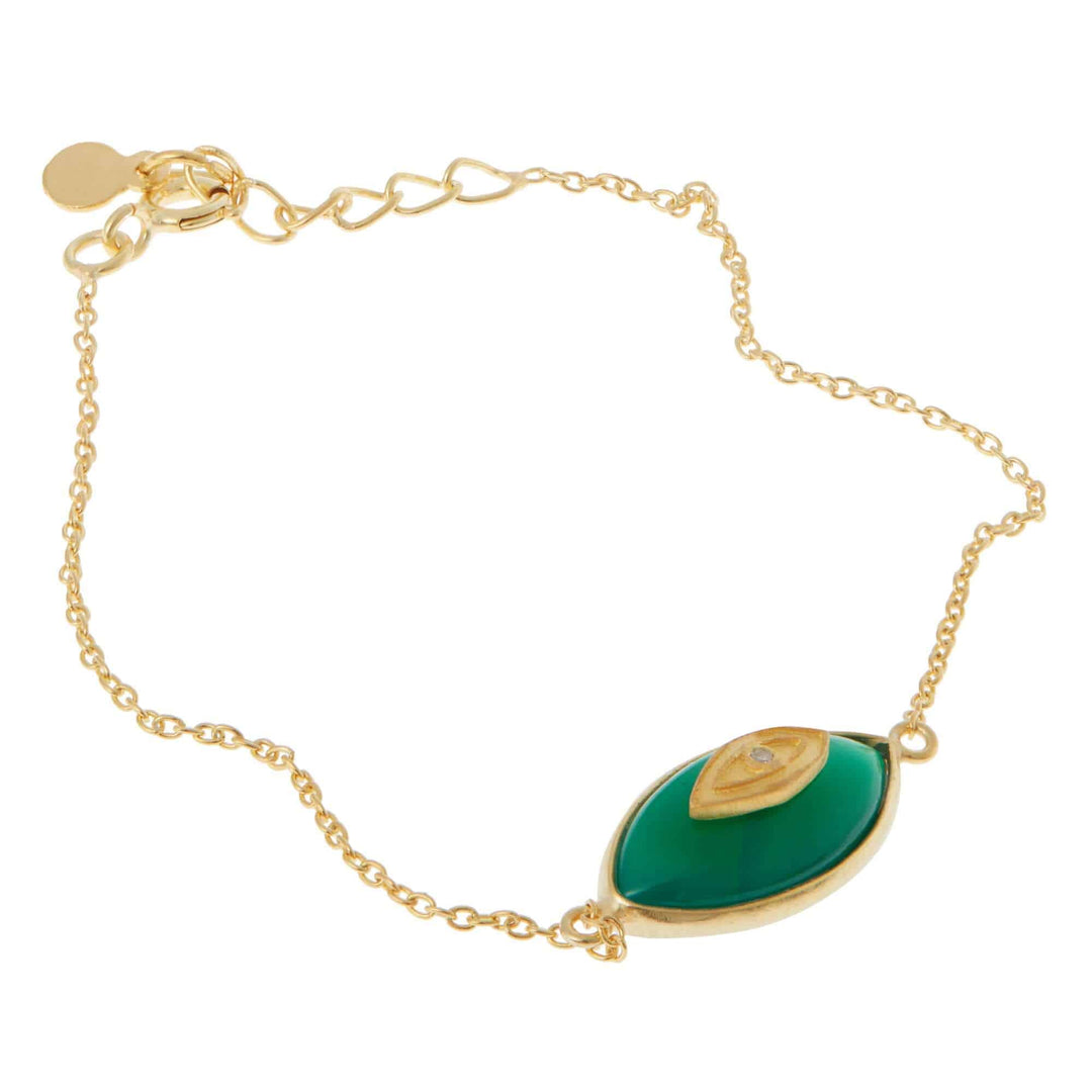 All Seeing Green Onyx Oval Eye Bracelet - Eye M Symbols - Ileana Makri