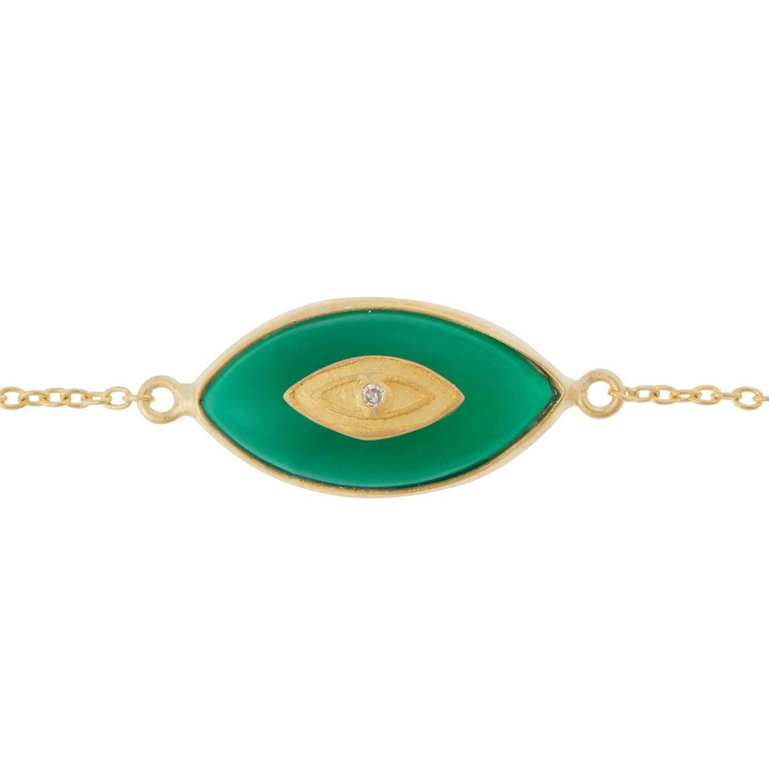 All Seeing Green Onyx Oval Eye Bracelet - Eye M Symbols - Ileana Makri