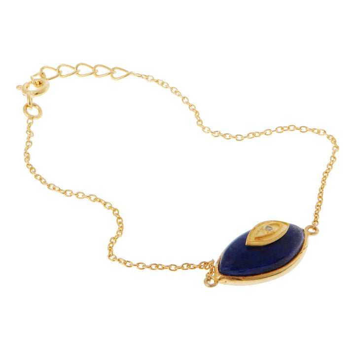 All Seeing Lapis Oval Eye Bracelet - Eye M Symbols - Ileana Makri