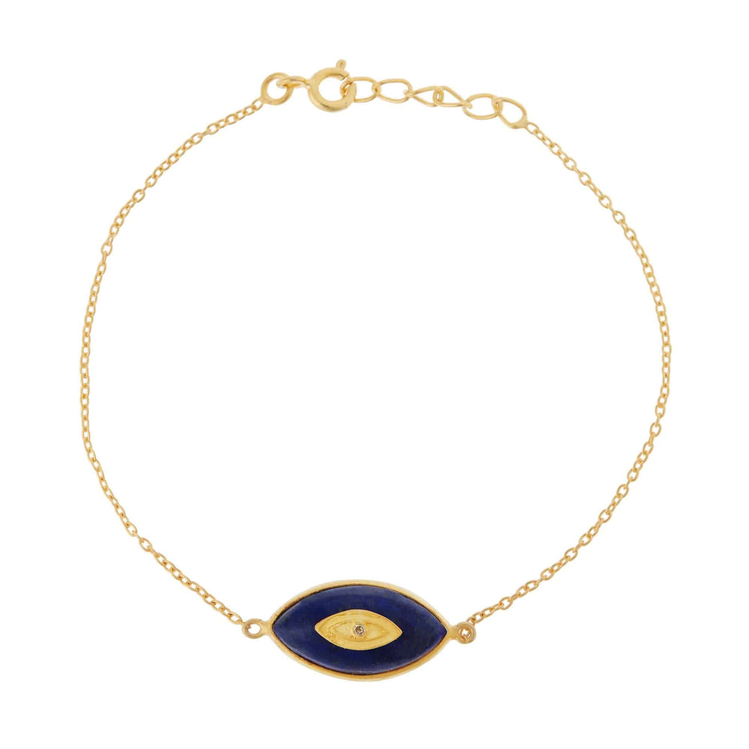 All Seeing Lapis Oval Eye Bracelet - Eye M Symbols - Ileana Makri