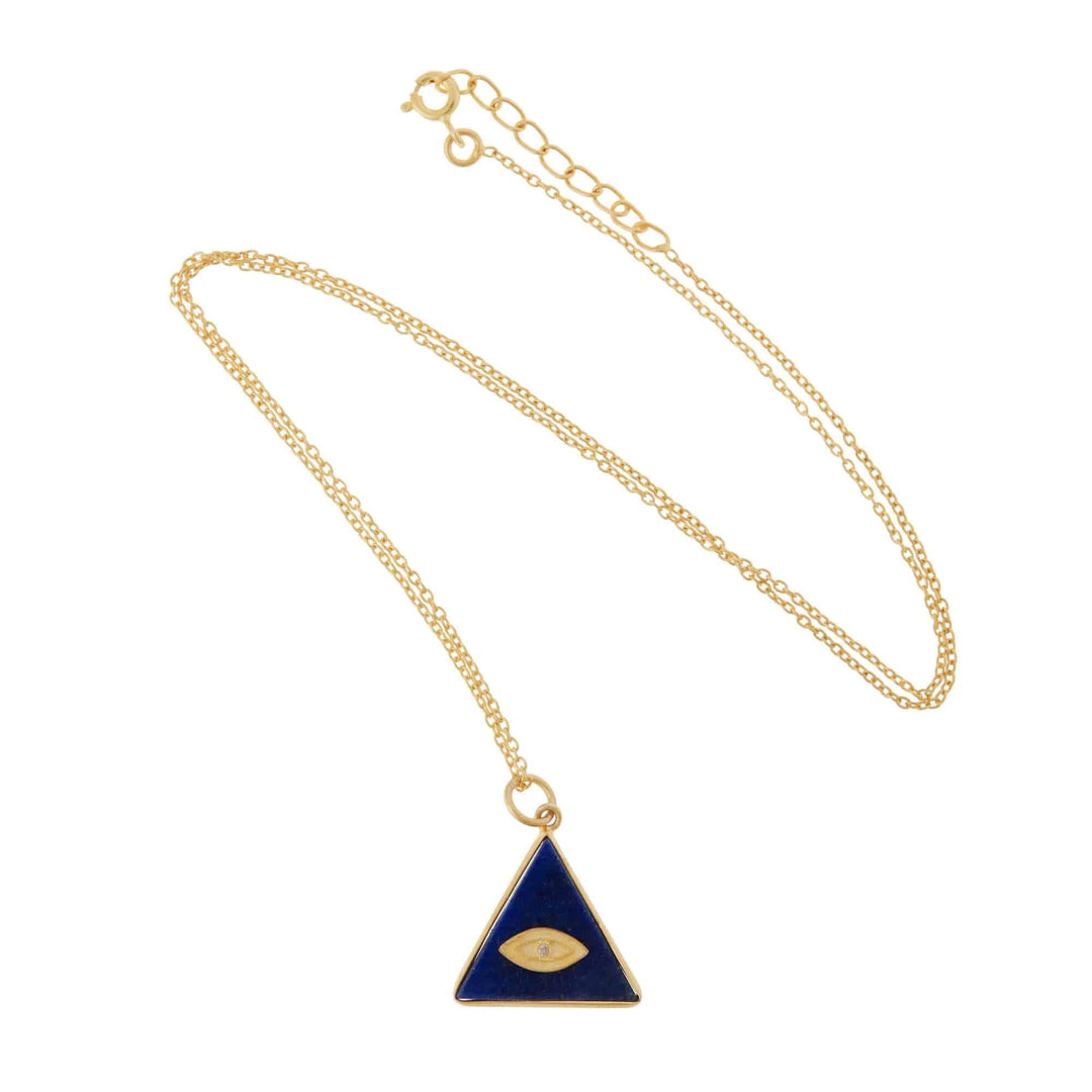 All Seeing Triangle Eye Necklace with Lapis - Eye M Symbols - Ileana Makri