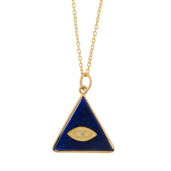 All Seeing Triangle Eye Necklace with Lapis - Eye M Symbols - Ileana Makri