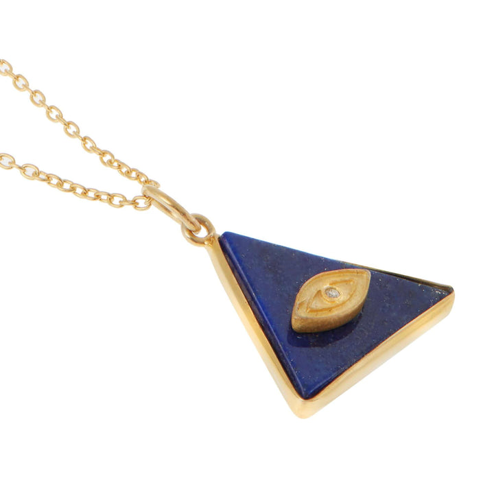 All Seeing Triangle Eye Necklace with Lapis - Eye M Symbols - Ileana Makri
