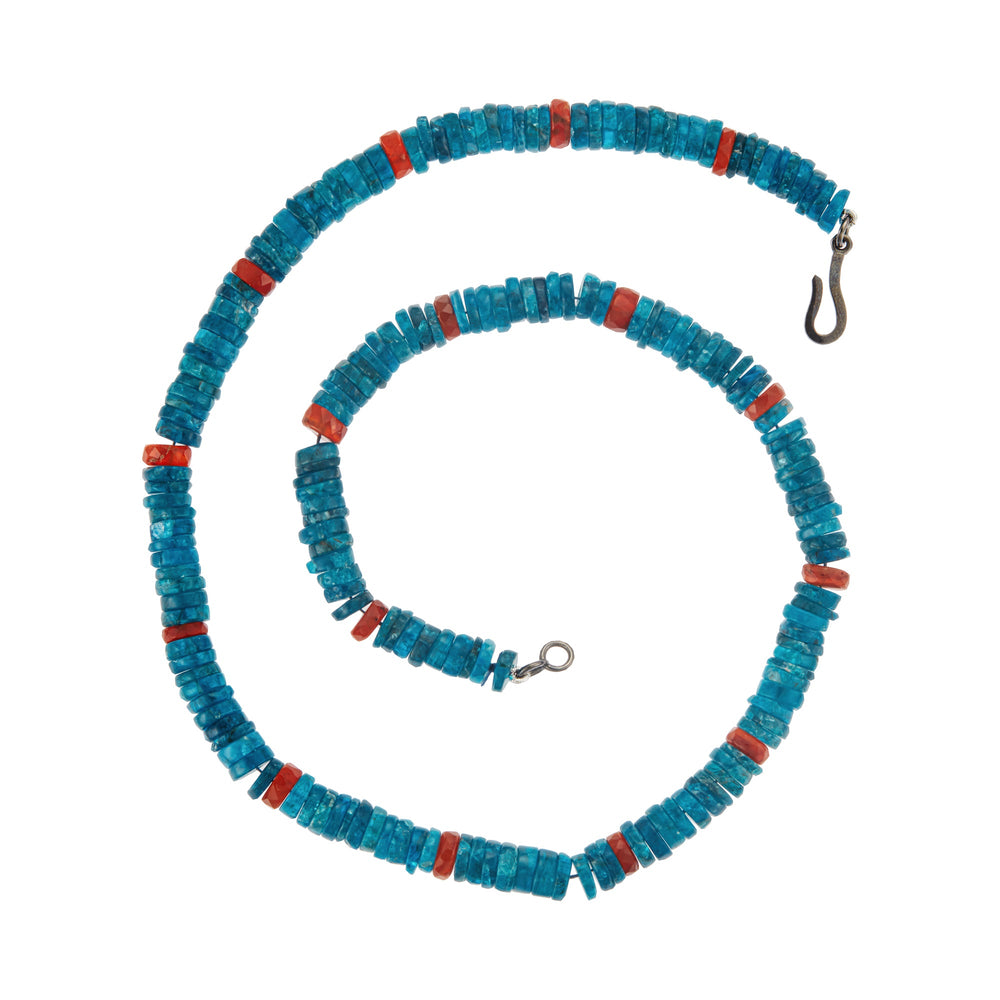 Apatite and Carnelian Beaded Necklace (45cm) - Globetrotter - Ileana Makri