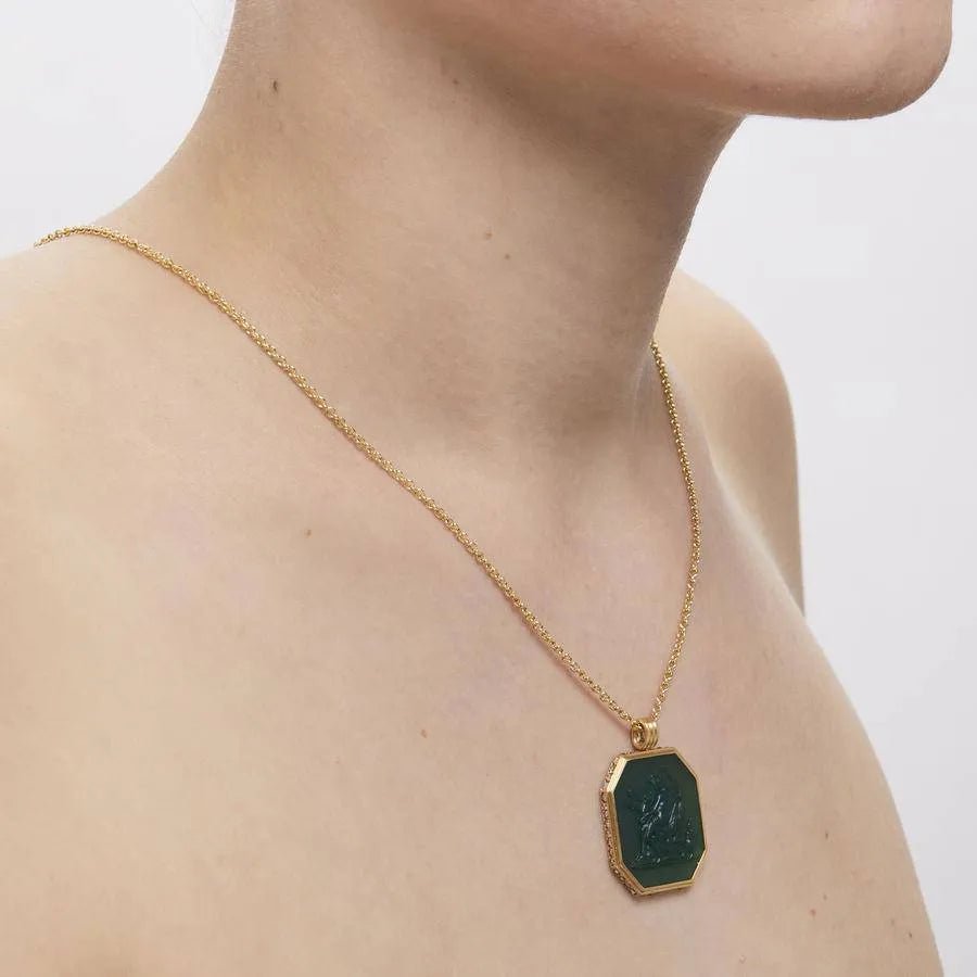 Aphrodite & Cupid Chalcedony Signet Necklace - Reinstein Ross - Ileana Makri