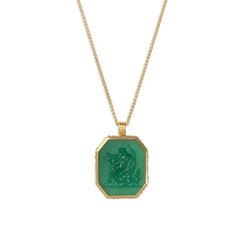 Aphrodite & Cupid Chalcedony Signet Necklace - Reinstein Ross - Ileana Makri