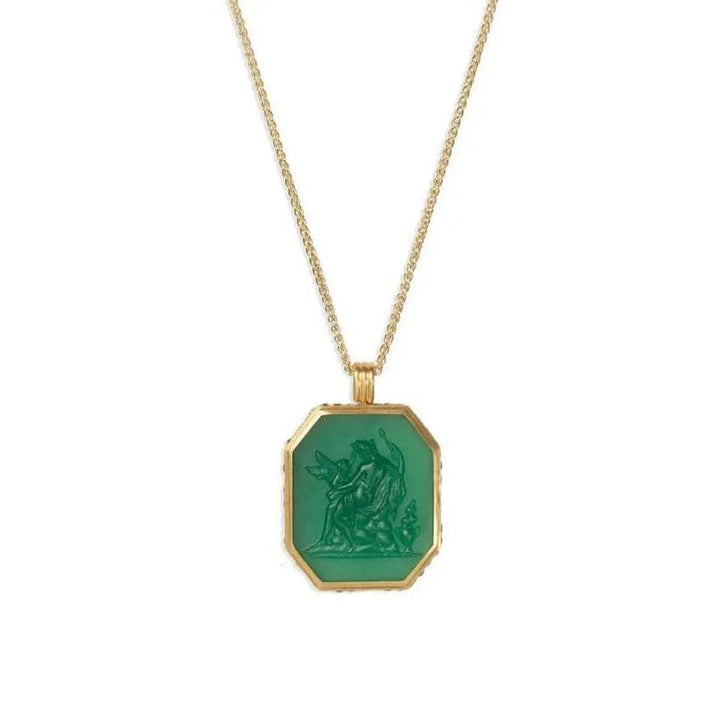 Aphrodite & Cupid Chalcedony Signet Necklace - Reinstein Ross - Ileana Makri