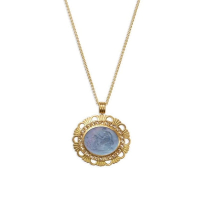 Aphrodite & Cupid Lapis Signet Necklace - Reinstein Ross - Ileana Makri store