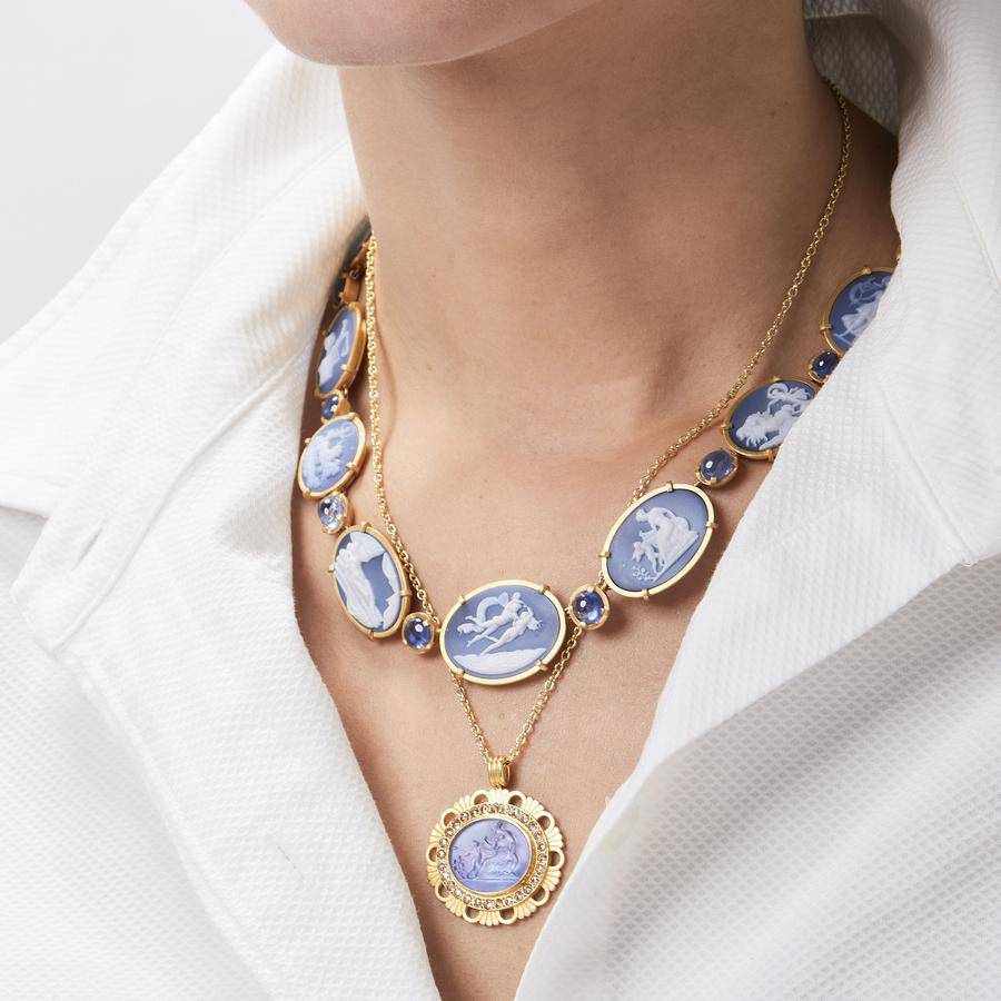 Aphrodite & Cupid Lapis Signet Necklace - Reinstein Ross - Ileana Makri store