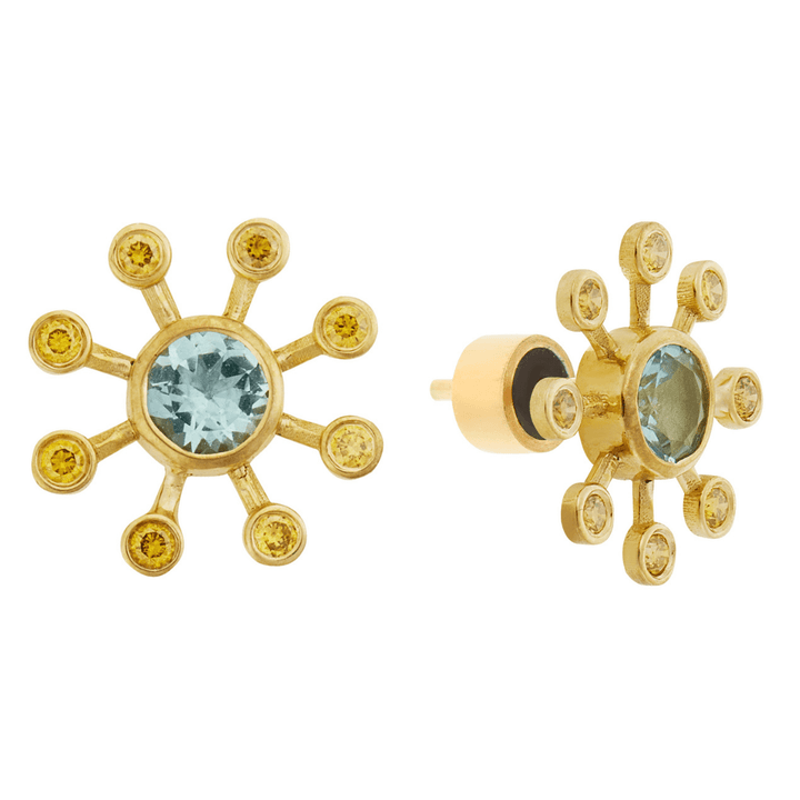 Aquamarine Blossom Studs - Florescence - Ileana Makri