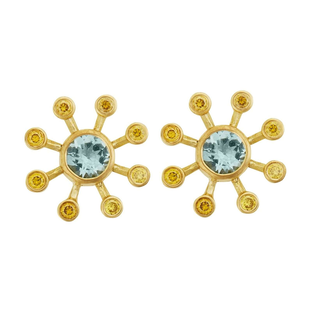Aquamarine Blossom Studs - Florescence - Ileana Makri