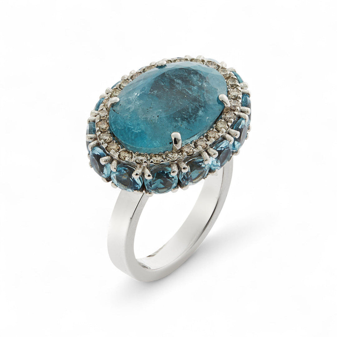Aquamarine Eternity Flower Ring - OAK - Archive - Ileana Makri