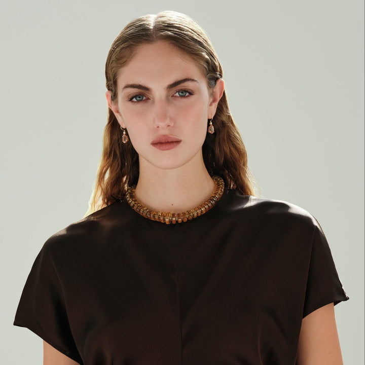 Aura Honey Quartz Necklace - Crown - Ileana Makri